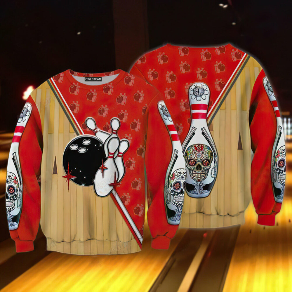 Awesome Bowling Ball Skull - Hoodie - HOOD01DUC221021