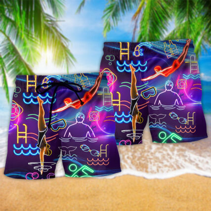 Swimming With Your Heart Swimming Neon - Beach Short - Owl Ohh - Owl Ohh