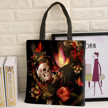Skull Red Flower Butterfly - Tote Bag - Owl Ohh - Owl Ohh
