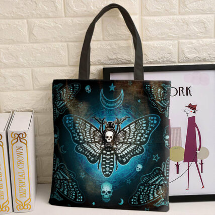 Skull Blue Magic Butterfly - Tote Bag - Owl Ohh - Owl Ohh