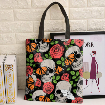 Skull Butterfly Love Rose Skull - Tote Bag - Owl Ohh - Owl Ohh