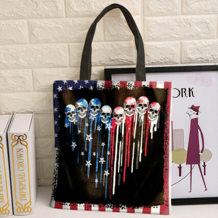 Skull America Flag Skull - Tote Bag - Owl Ohh - Owl Ohh