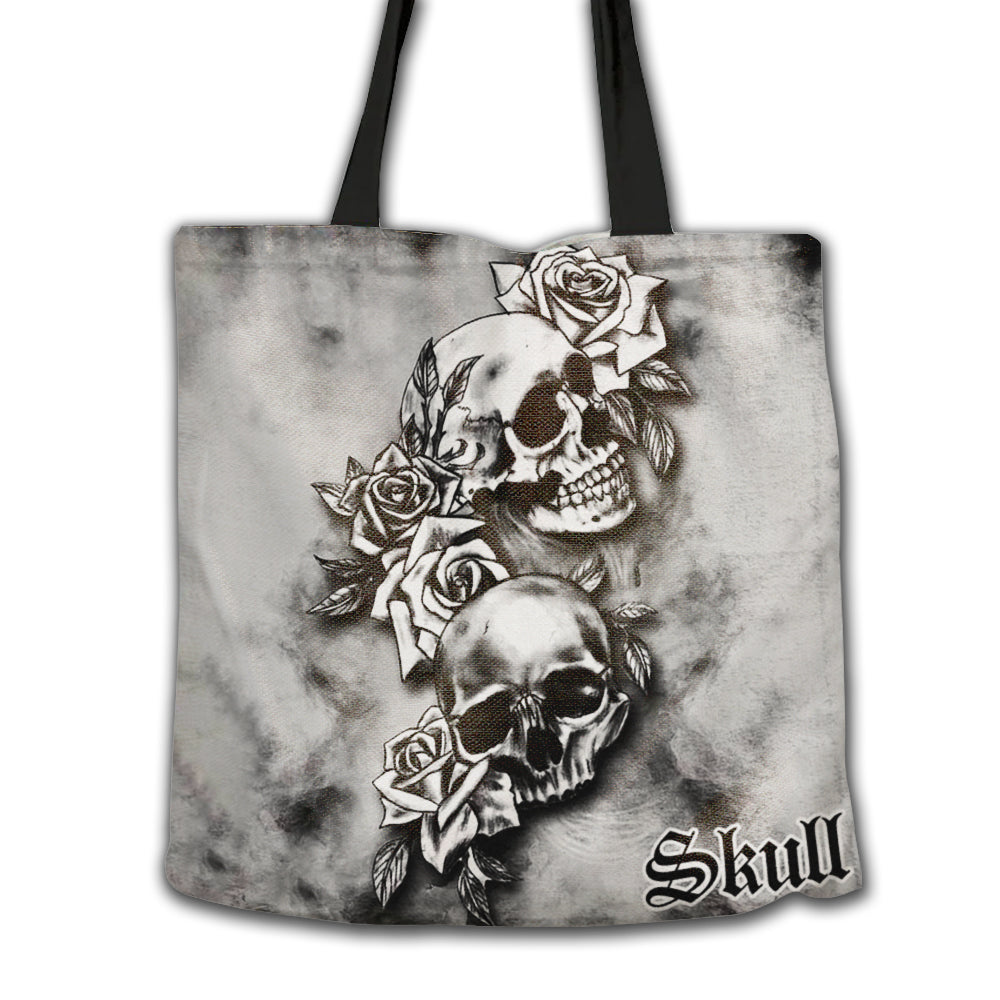 Skull Classic Black White Rose Skull - Tote Bag - Owl Ohh - Owl Ohh