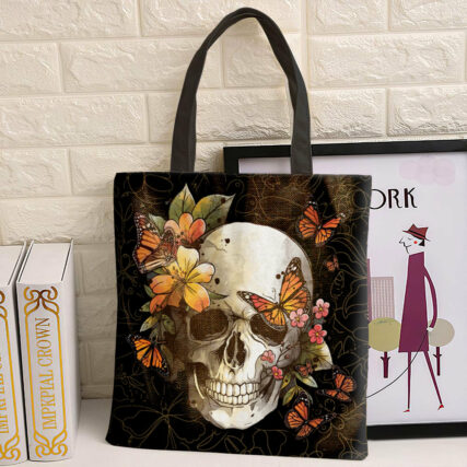 Skull Deadly Butterfly Flower Skull - Tote Bag - Owl Ohh - Owl Ohh