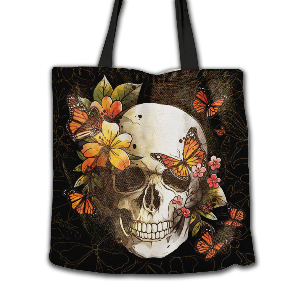Skull Deadly Butterfly Flower Skull - Tote Bag - Owl Ohh - Owl Ohh