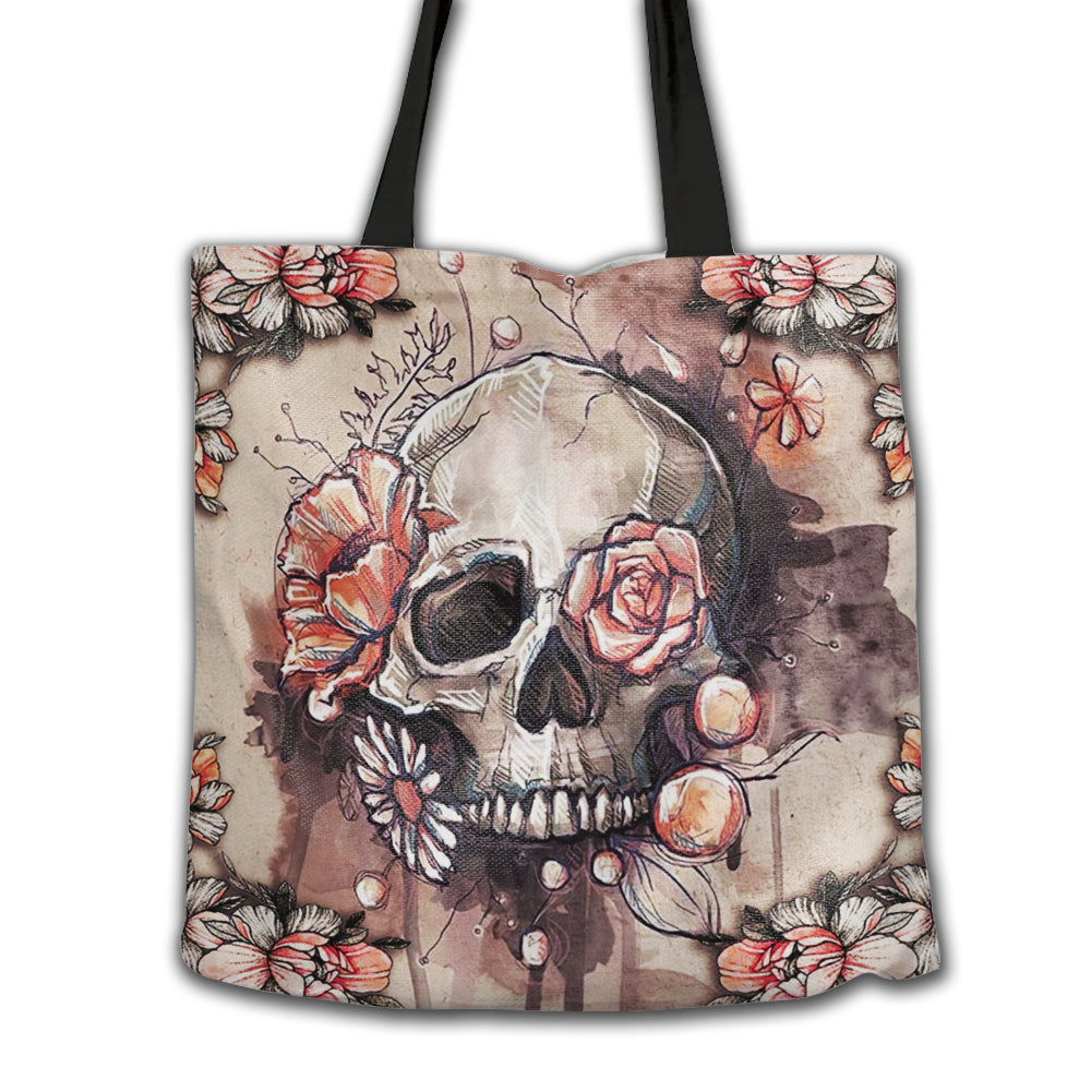 Skull Watercolor Flower Skull - Tote Bag - Owl Ohh - Owl Ohh