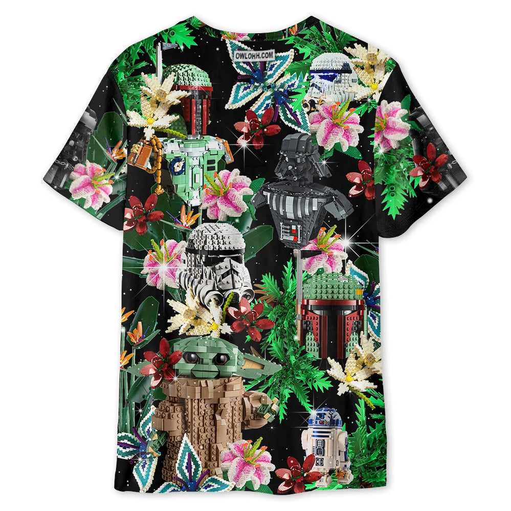 Star Wars Lego Baby Yoda, Boba Fett, Darth Vader and Stormtroopers Tropical - Unisex 3D T-shirt