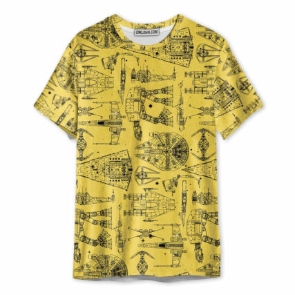 SPACE SHIPS STAR WARS YELLOW - Unisex 3D T-shirt