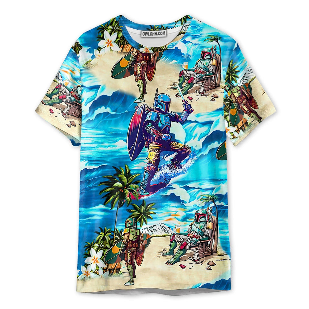 Boba Fett Star Wars Surfing - Unisex 3D T-shirt
