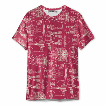 SPACE SHIPS STAR WARS PINK - Unisex 3D T-shirt