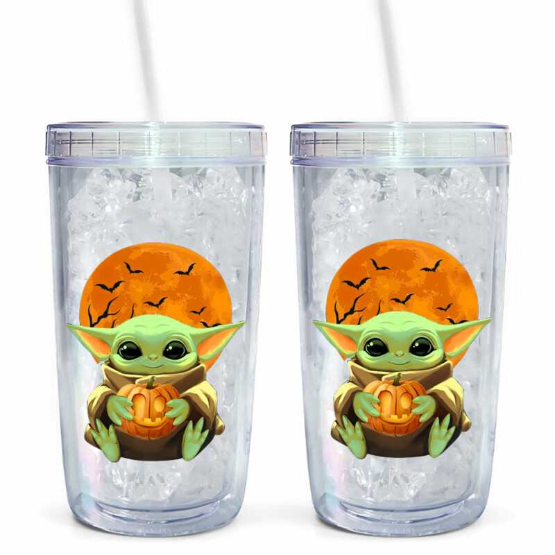 Halloween Starwars Baby Yoda Pumpkin Not So Scary Party - Acrylic Insulated Tumbler