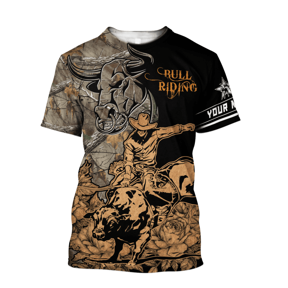 Personalized Name Bull Riding Hoodie Printed Unisex Shirts Camo - BAES01DUC200222
