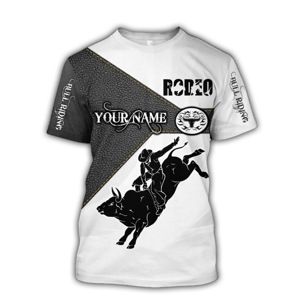 Personalized Name Bull Riding Hoodie Printed Unisex Shirts Black Rodeo