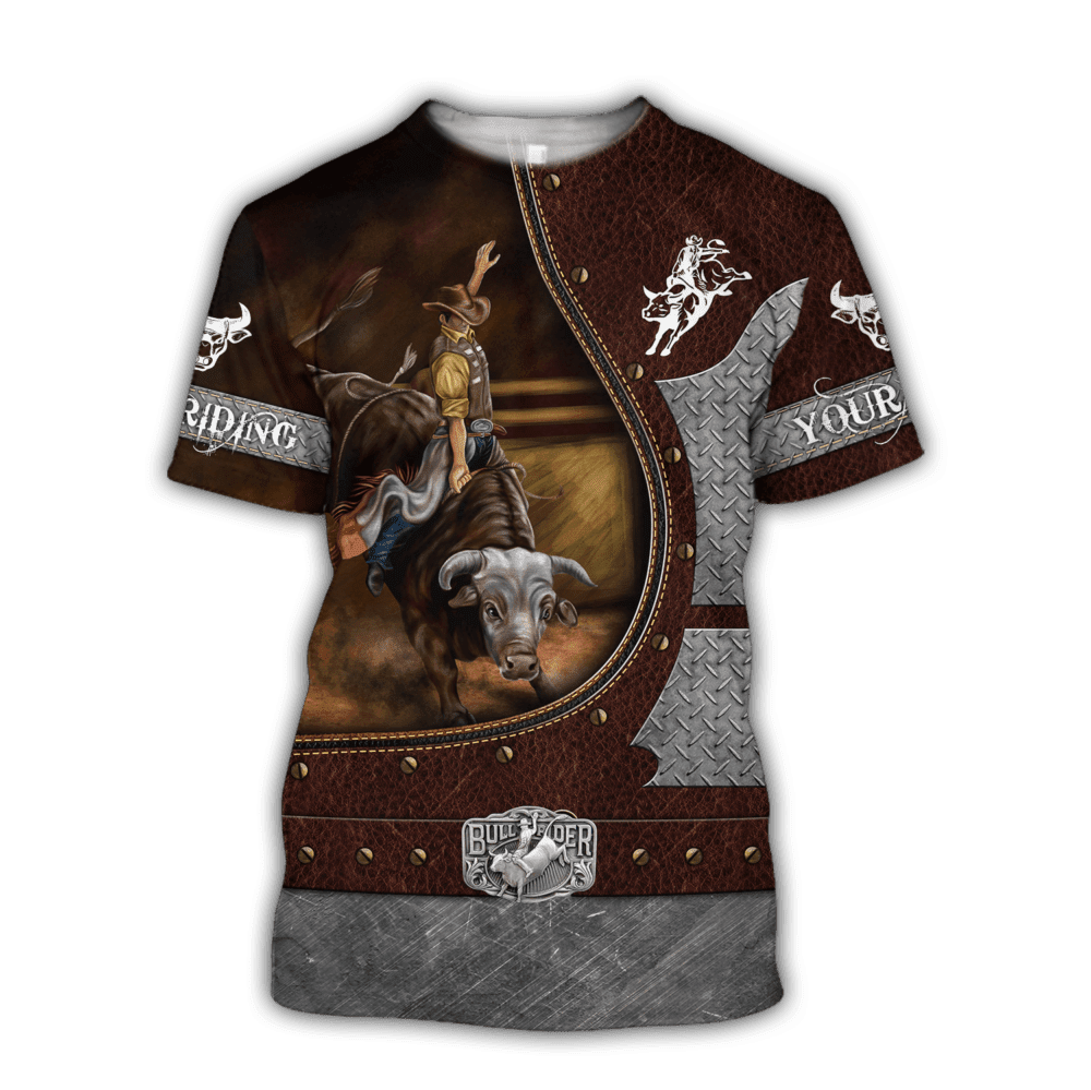 Personalized Name Bull Riding Hoodie Printed Unisex Shirts Brown HOOD02FNN061121