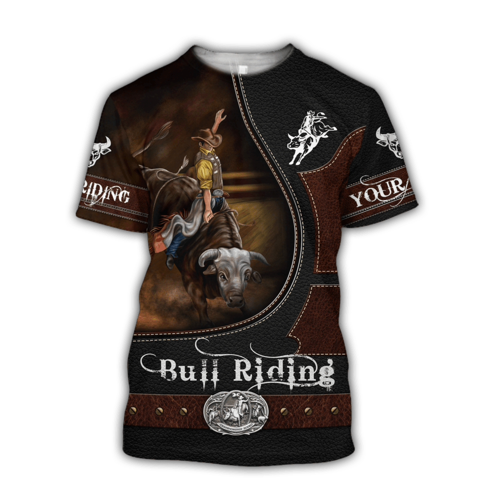 Personalized Name Bull Riding Hoodie Printed Unisex Shirts Brown Ver2