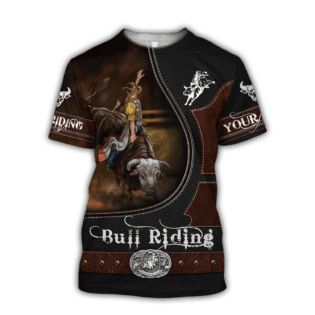 Personalized Name Bull Riding Hoodie Printed Unisex Shirts Brown Ver2