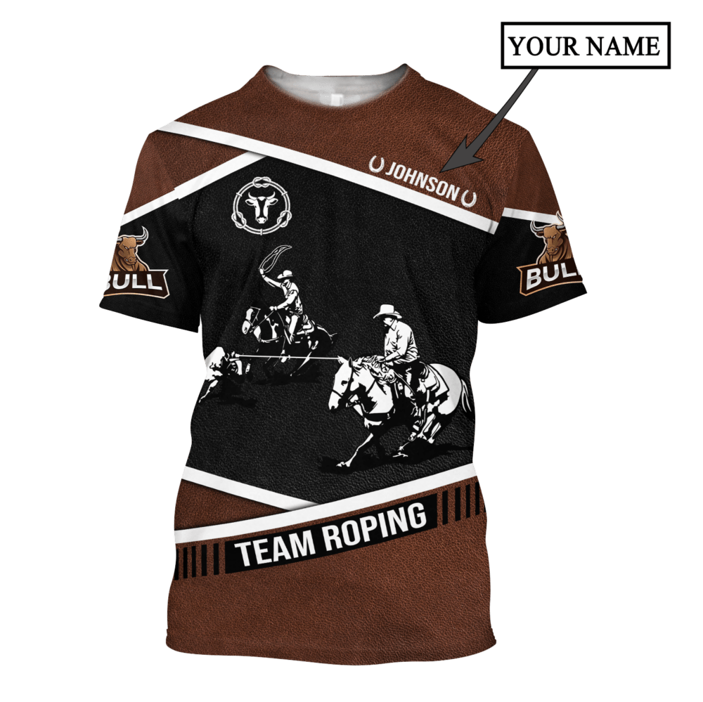 Personalized Name Bull Riding Hoodie Printed Unisex Shirts Black Team Roping