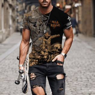 Personalized Name Bull Riding Hoodie Printed Unisex Shirts Camo - BAES01DUC200222