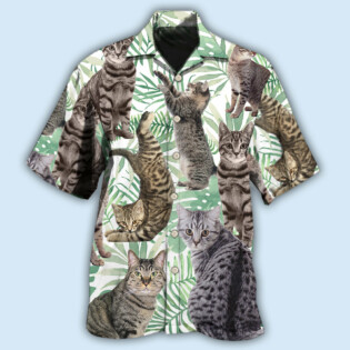 Cat Tropical Leaf Tabby Cat - Hawaiian Shirt - Owl Ohh - Owl Ohh