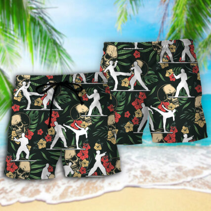 Taekwondo Tropical Floral - Beach Short - Owl Ohh - Owl Ohh