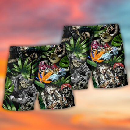 Tatoo Skull Style With Girl - Beach Short - Owl Ohh - Owl Ohh