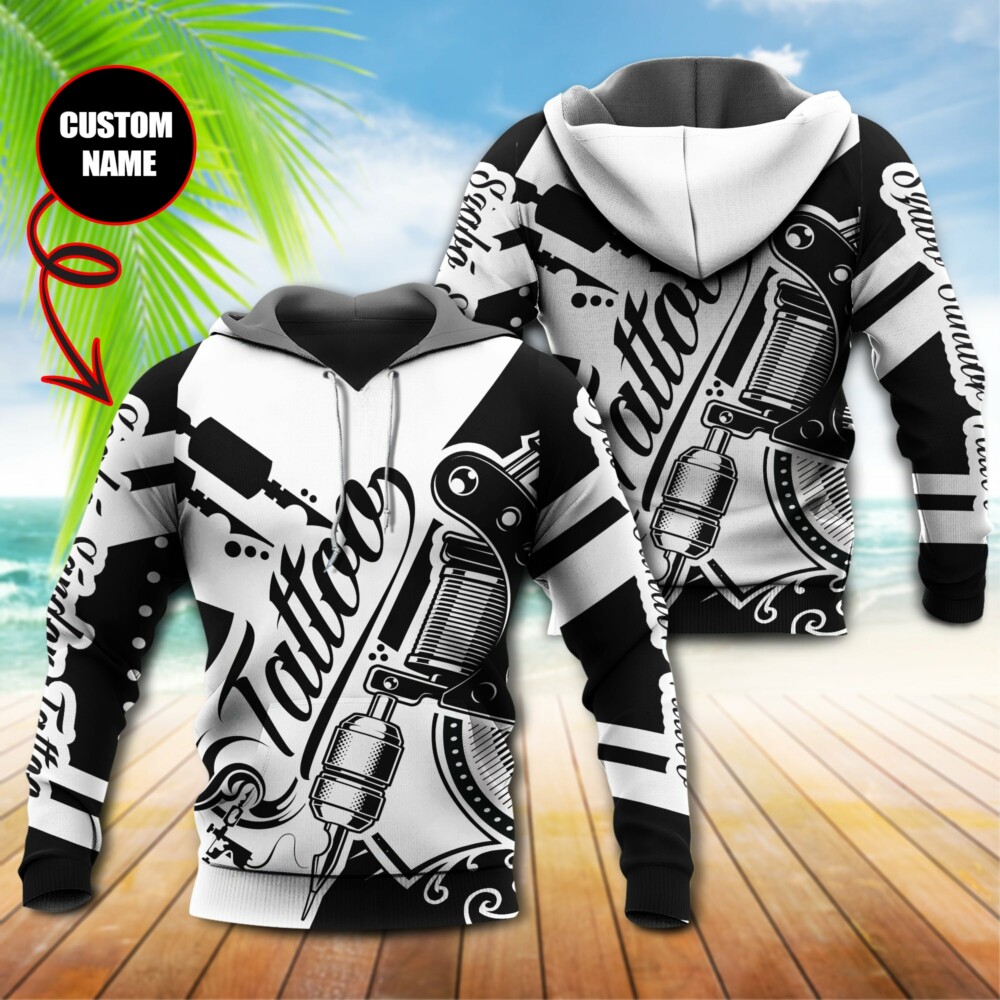 Tattoo Black And White Classic Style Personalized - Hoodie - Owl Ohh - Owl Ohh