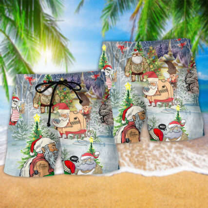 Tattoo Cool Santa Claus Christmas - Beach Short - Owl Ohh - Owl Ohh