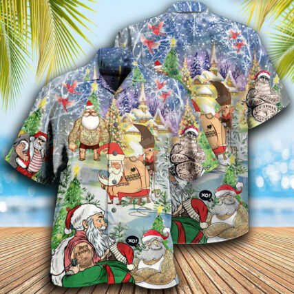 Tattoo Cool Santa Claus Christmas - Hawaiian Shirt - Owl Ohh - Owl Ohh
