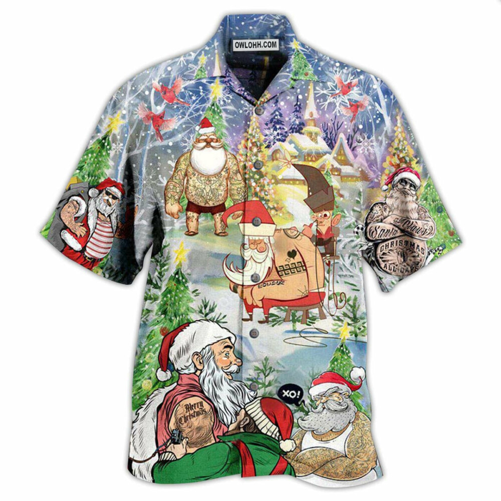 Tattoo Cool Santa Claus Christmas - Hawaiian Shirt - Owl Ohh - Owl Ohh