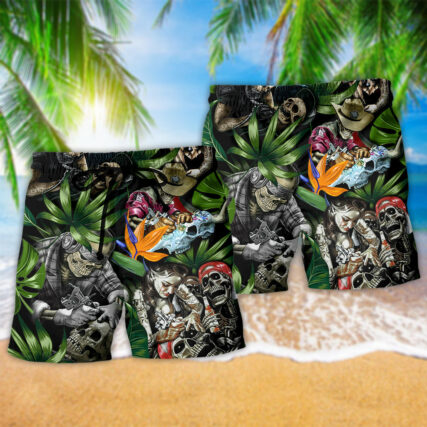 Tattoo Skull Style With Girl - Beach Short - Owl Ohh - Owl Ohh