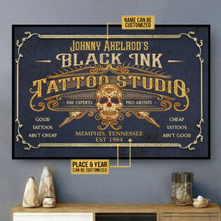 Tattoo Studio Skull Black Ink Personalized - Horizontal Poster - Owl Ohh - Owl Ohh