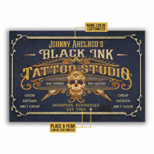 Tattoo Studio Skull Black Ink Personalized - Horizontal Poster - Owl Ohh - Owl Ohh