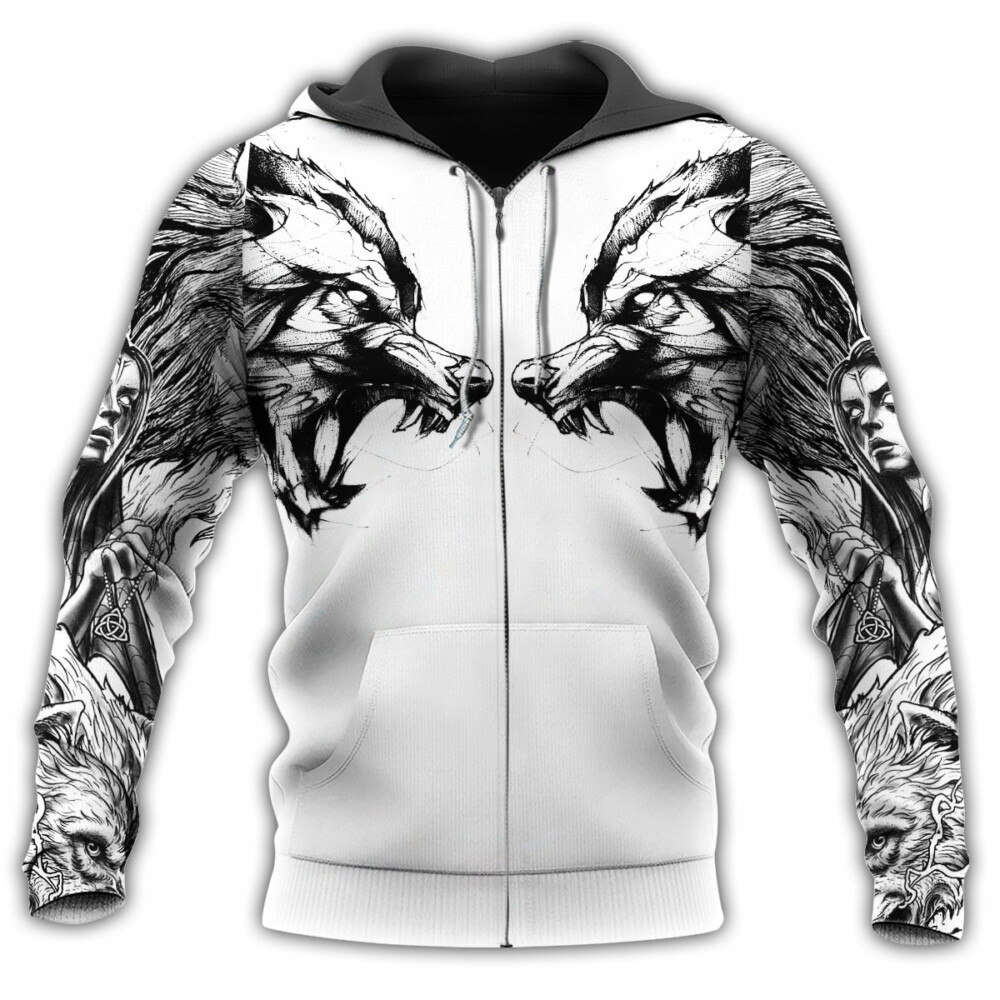 Tattoo Wolf Symmetry Beautiful - Hoodie - Owl Ohh - Owl Ohh