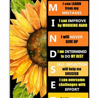Teacher Sunflower Growth Mindset - Vertical Poster - Owl Ohh - Owl Ohh