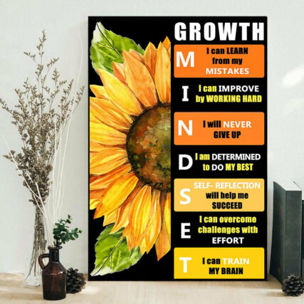 Teacher Sunflower Growth Mindset - Vertical Poster - Owl Ohh - Owl Ohh
