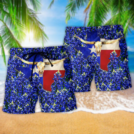 Texas Forever Texas Bluebonnet Blue - Beach Short - Owl Ohh - Owl Ohh