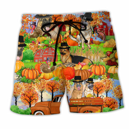 Thanksgiving Happy Thanksgiving German Shepherd - Beach Short - Owl Ohh - Owl Ohh