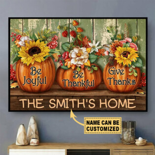 Thanksgiving Pumpkin Be Joyful Be Thankful Personalized - Horizontal Poster - Owl Ohh - Owl Ohh