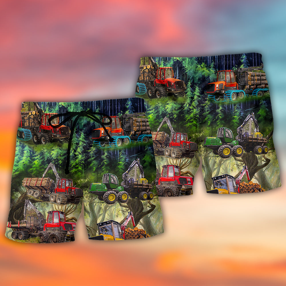 Tractor The Woods Are Calling And I Must Go Style - Beach Short - Owl Ohh - Owl Ohh