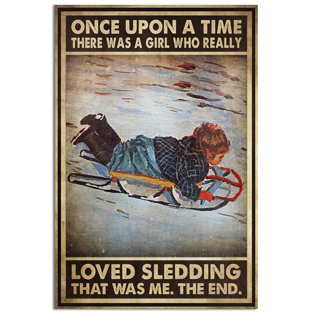 Sledding Girl There Was A Girl Who Really Loved Sledding - Vertical Poster - Owl Ohh - Owl Ohh