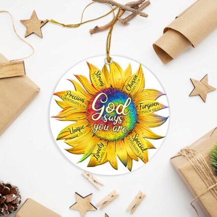 Sunflower Tie Dye Sunflower God Says - Circle Ornament - Owl Ohh - Owl Ohh