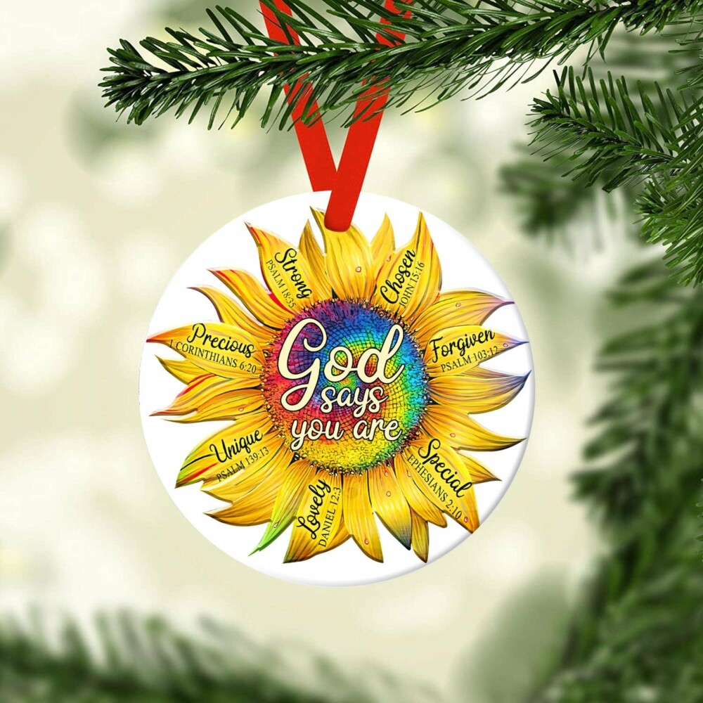 Sunflower Tie Dye Sunflower God Says - Circle Ornament - Owl Ohh - Owl Ohh