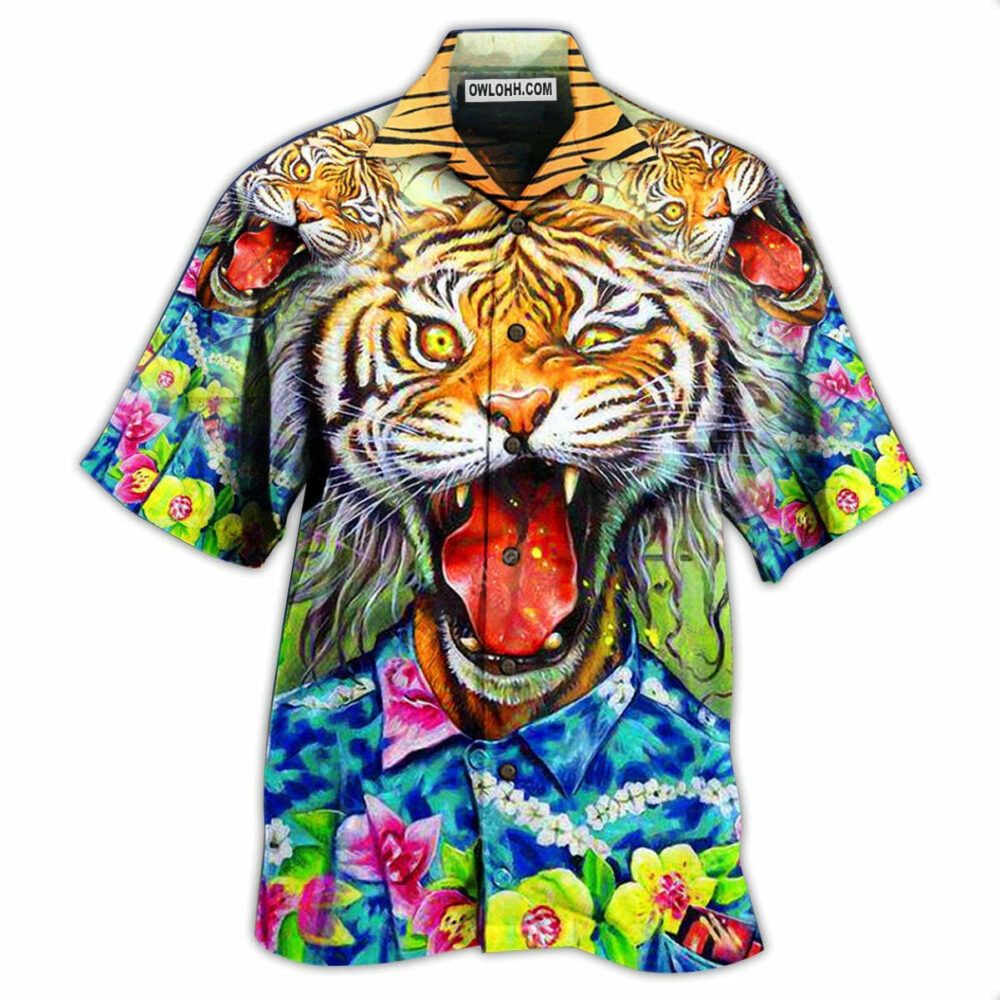 Tiger Awesome With Floral - Hawaiian Shirt - Owl Ohh - Owl Ohh