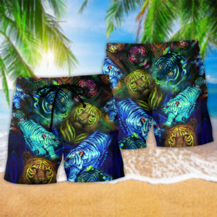 Tiger Powerful Neon Color - Beach Short - Owl Ohh - Owl Ohh