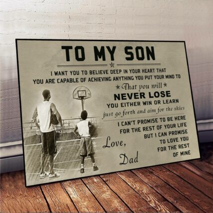 Basketball Lover To My Son Never Lose - Horizontal Poster - Owl Ohh - Owl Ohh