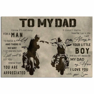 Motorcycle To My Dad Motorcycle I Love You - Horizontal Poster - Owl Ohh - Owl Ohh