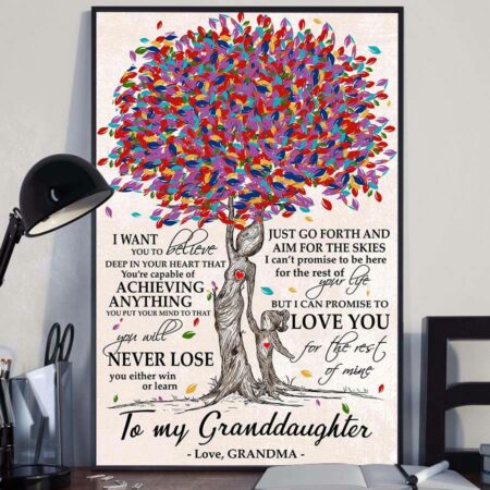To My Granddaughter Love Grandma Tree - Vertical Poster - Owl Ohh - Owl Ohh