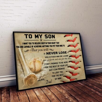 Baseball To My Son Never Lose Love Dad - Horizontal Poster - Owl Ohh - Owl Ohh