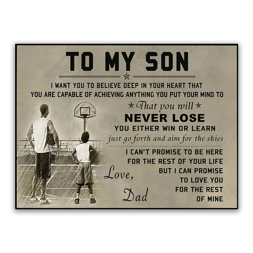 Basketball To My Son Never Lose Basketball - Horizontal Poster - Owl Ohh - Owl Ohh