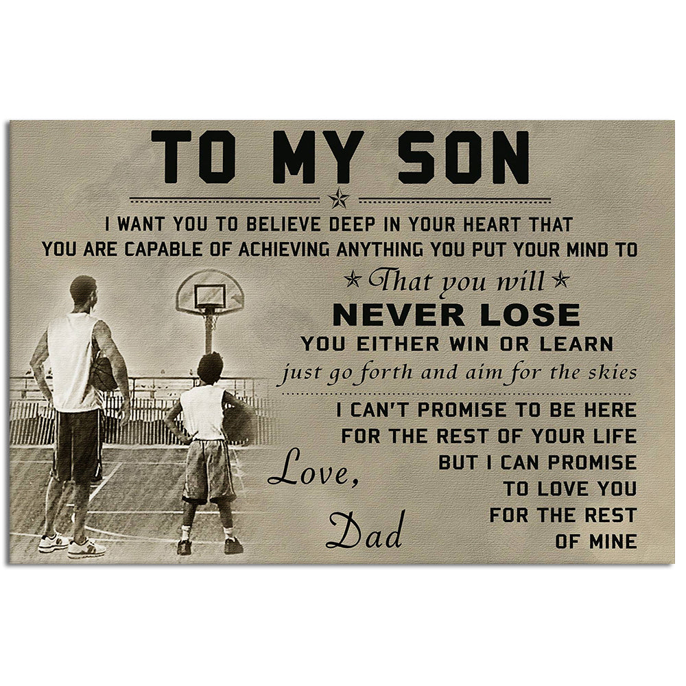 Basketball Lover To My Son Never Lose - Horizontal Poster - Owl Ohh - Owl Ohh